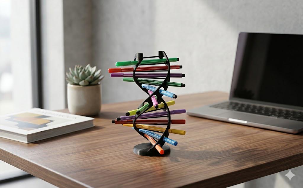 3D Printed DNA Spiral Pen Holder, Desk Organizer, Artist Brush Stand