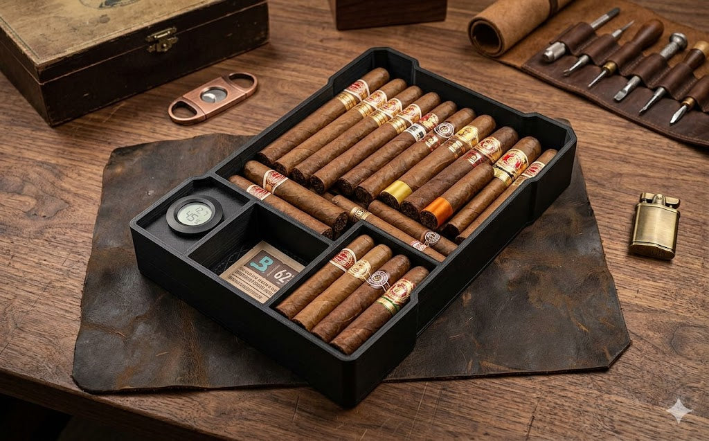 3D Printed Cigar Humidor Insert for Compact Organizer Packout – Custom Foam-Free Modular Cigar Tray