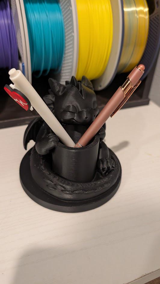 3D Printed Dragon Pen Holder – Fantasy Desk Organizer, PLA Plastic Stationary Stand