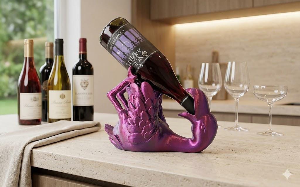 Flamingo Wine Holder – Modern Tropical Bar Accessory, PLA Plastic Stand