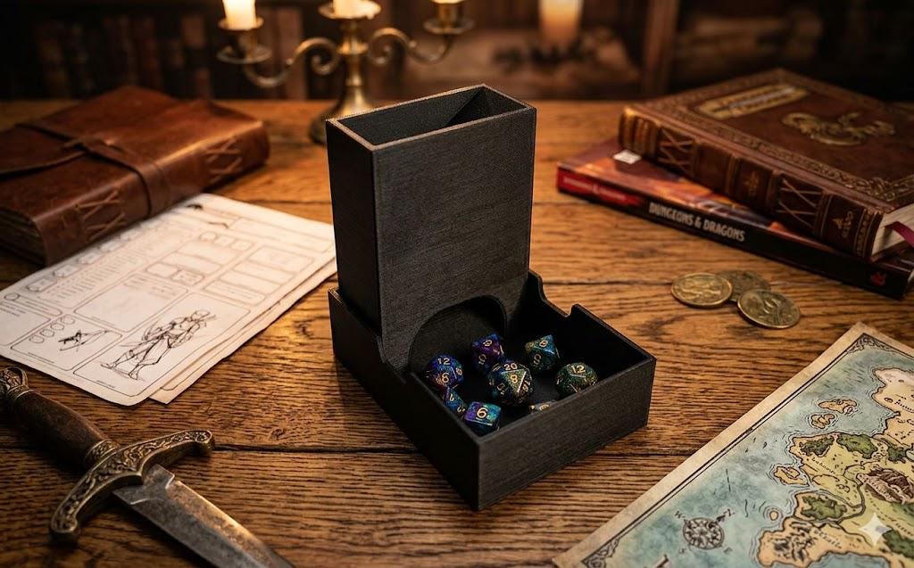 3D Printed Dice Tower, RPG Dice Roller, Dungeons Dragons Accessory, Fantasy Gaming Decor