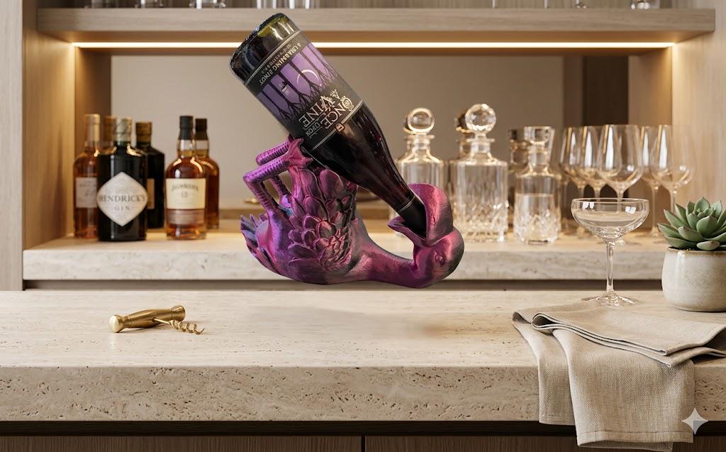Flamingo Wine Holder – Modern Tropical Bar Accessory, PLA Plastic Stand