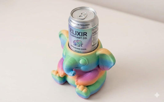 3D Printed Elephant Pen Holder and Drink Caddy, Desk Organizer, Pencil Cup, Can Holder