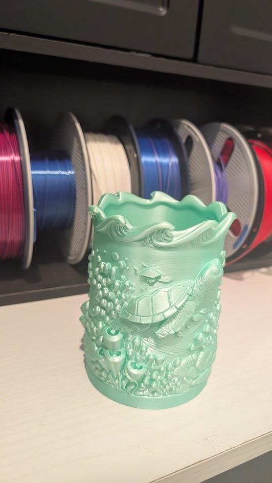 Sea Turtle Vase - 3D Printed Ocean Pencil Holder & Planter