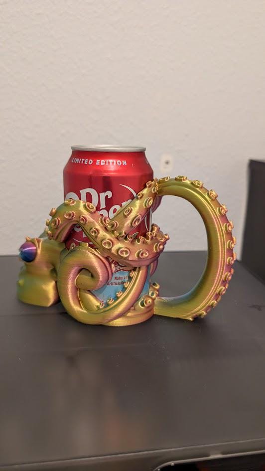 Octopus Can Cozy, 3D Printed Tentacle Drink Holder, Ocean Beer Sleeve, Sea Creature Gift