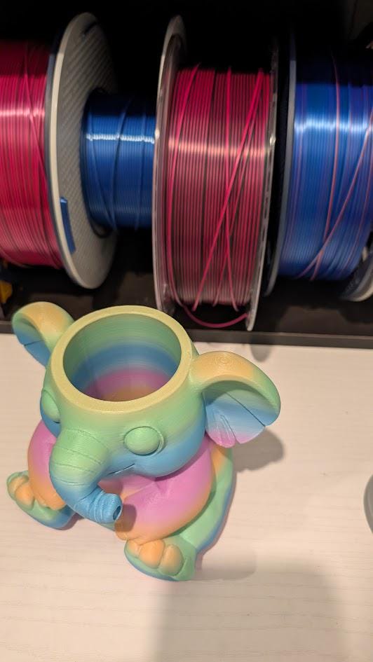 3D Printed Elephant Pen Holder and Drink Caddy, Desk Organizer, Pencil Cup, Can Holder